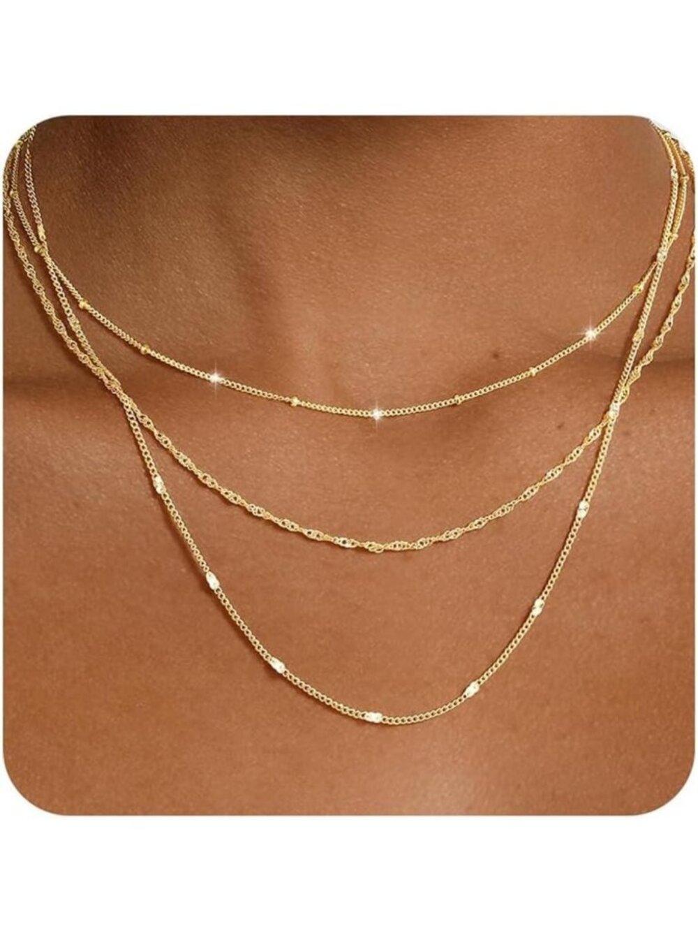 Yoosteel Layered 14k-Gold-Plated Necklace for Women,Necklaces Stack Jewelry